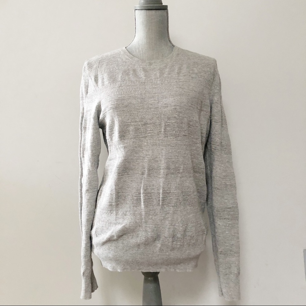 All Saints sweater, light grey, lightweight cotton loose weave knit
